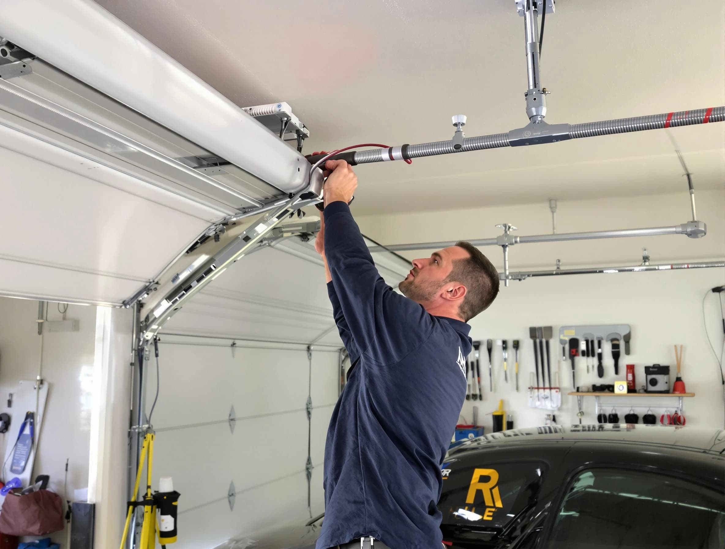 Stone Mountain Garage Door Repair technician performing garage door cable repair in Stone Mountain