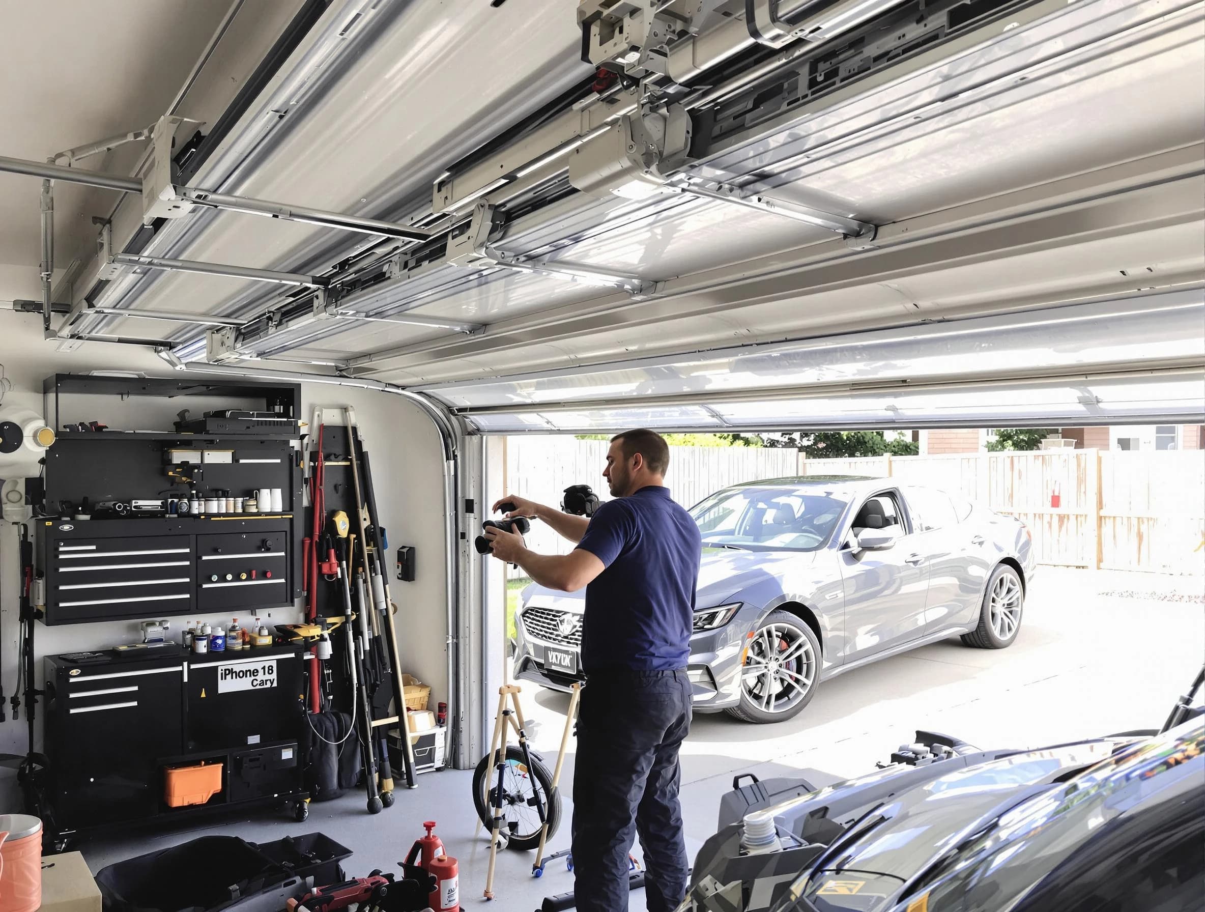 Stone Mountain Garage Door Repair technician fixing noisy garage door in Stone Mountain