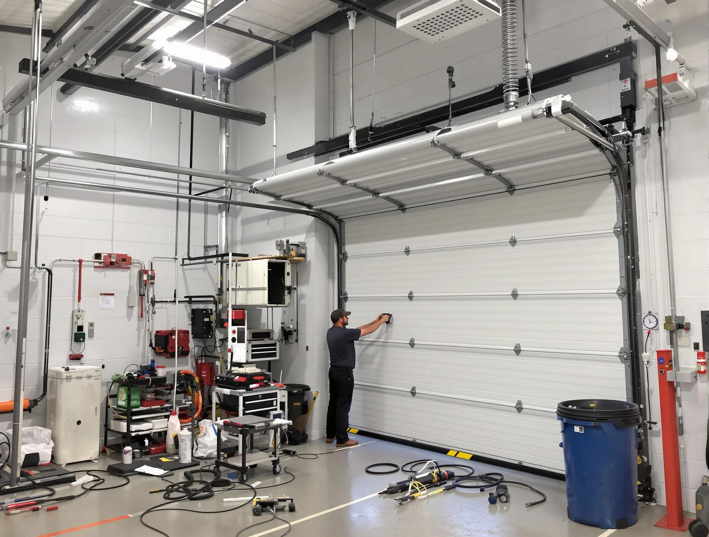 Stone Mountain Garage Door Repair certified technician performing commercial door repair at a Stone Mountain business facility