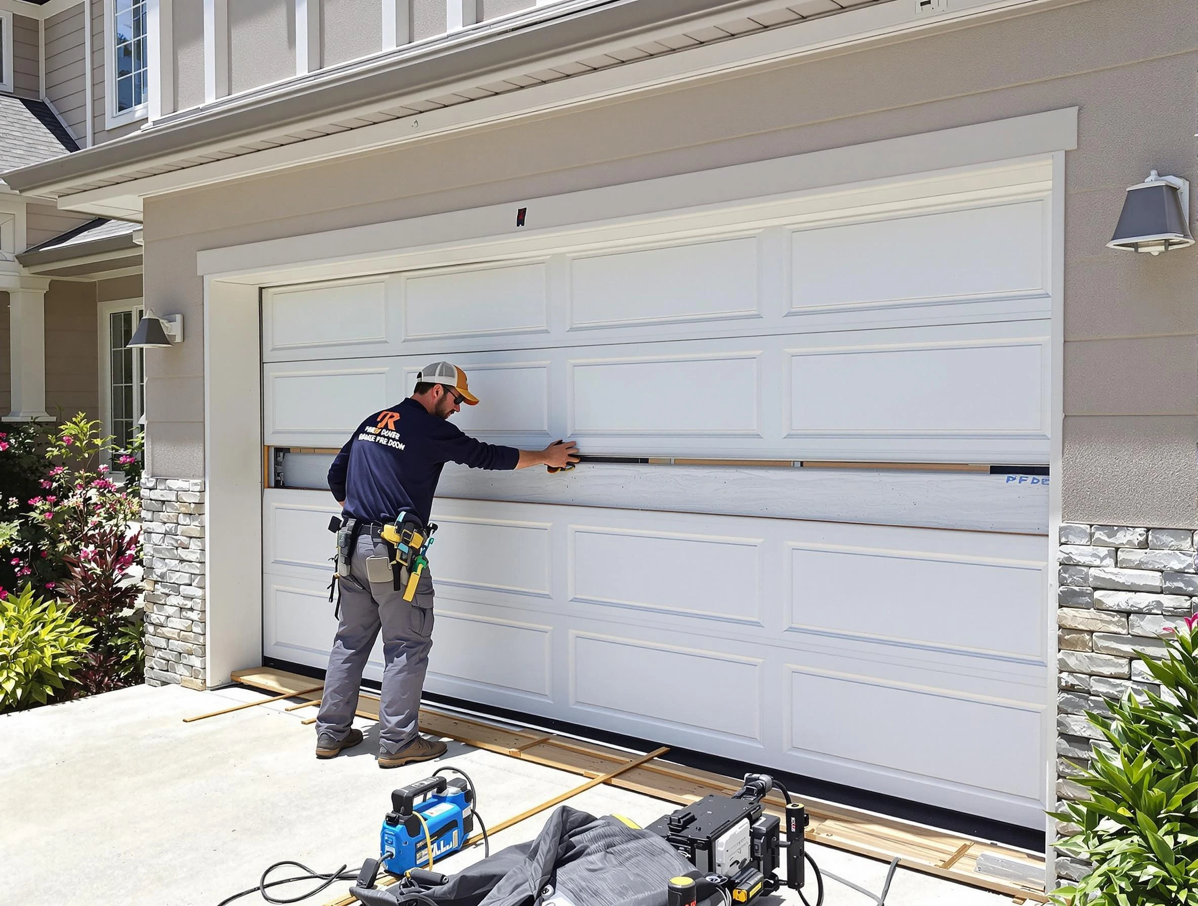 Stone Mountain Garage Door Repair team performing complete garage door replacement at Stone Mountain residence
