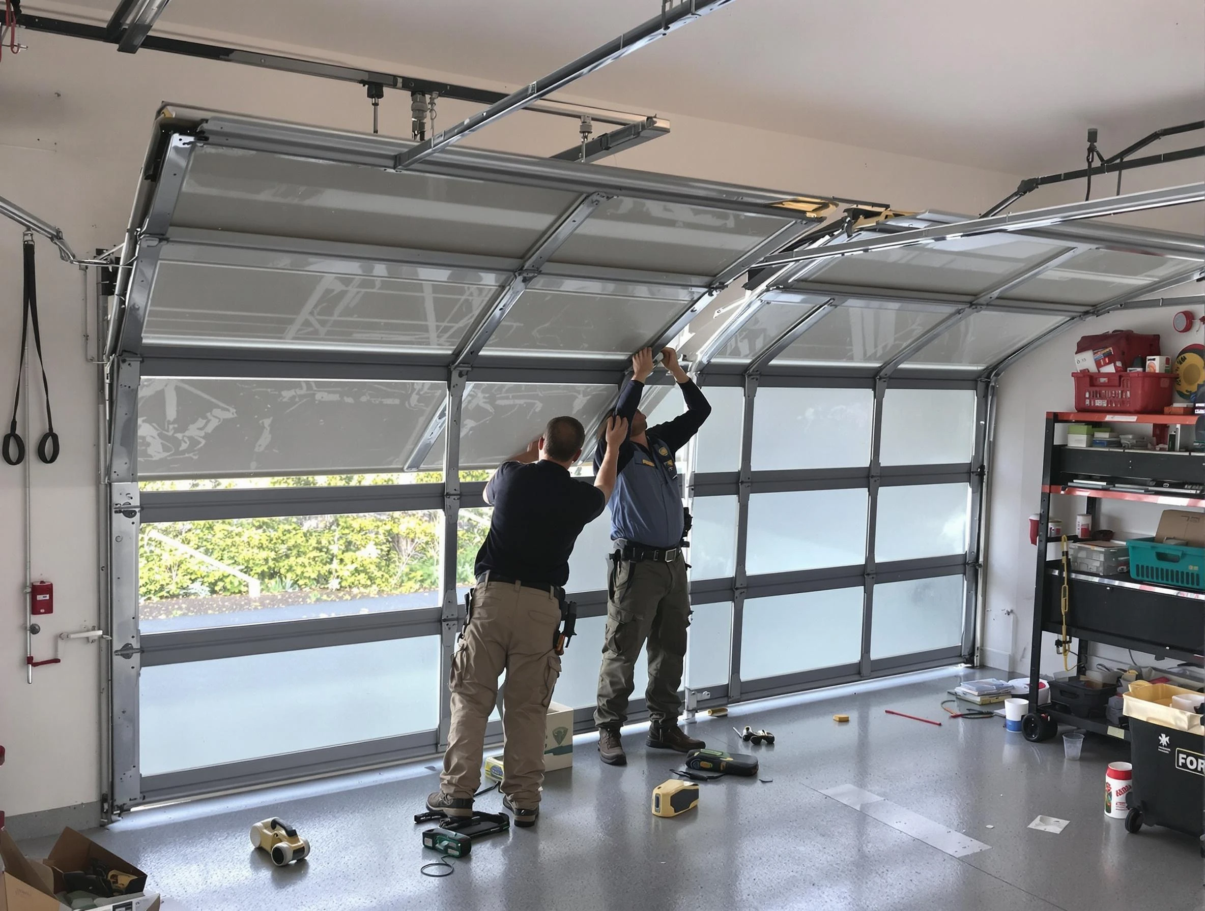 Stone Mountain Garage Door Repair expert performing precise panel replacement on Stone Mountain garage door